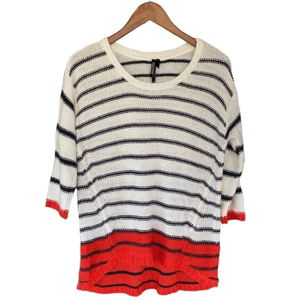Lightweight knit red white Nautical Coastal Grandma old money Resortwear Sweater - Picture 3 of 11